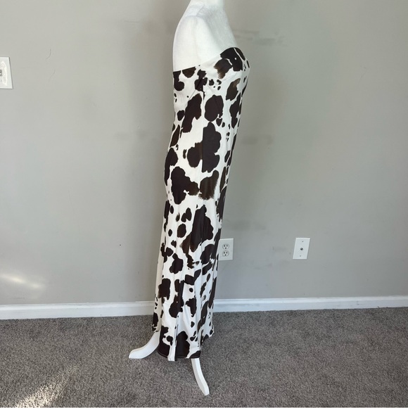 NWT BY ANTHROPOLOGIE SATIN MIDI SLIP DRESS COW PRINT SIZE SMALL - Picture 11 of 16